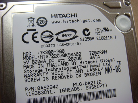 HDD HTS722020K9SA00/B